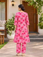 Rayon Cherry Print Co-ord Set | Long Sleeve Top & Elastic Bottoms - Mangai Nighties