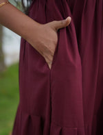 Tencel Plain Embroidery Full Frock with Front Gathering - Mangai Nighties