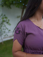 Tencel Plain Embroidery Full Frock with Front Gathering - Mangai Nighties