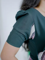 Rayon Abstract Circle Print Gathering Frock with Puff Sleeve | Mangai Nighties