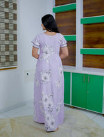Rayon Floral Print Full Frock with Front Gathering Tie Rope - Mangai Nighties