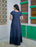 Rayon Stripe Dot Printed Full Frock with Layer Sleeves | Mangai Nighties