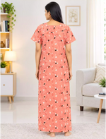 Cotton Botanical Printed Soft Zipless Nighty with Side Pocket| Mangai Nighties