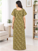 Women Floral Printed Cotton Zipless Front Lace Nighty | Mangai Nighties