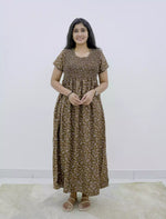 Alpine Floral Printed Smocking Nighty with Pocket – Mangai Nighties
