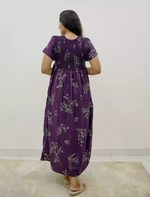 Alpine Floral Stretchable Smocking Nighty for Women – Mangai Nighties