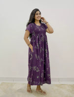 Alpine Floral Stretchable Smocking Nighty for Women – Mangai Nighties