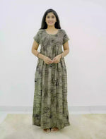 Alpine Abstract Print Smocking Nighty for Women– Mangai Nighties