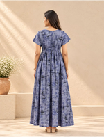 Alpine Abstract Print Smocking Nighty for Women– Mangai Nighties