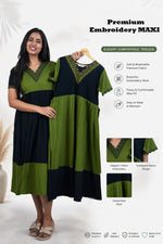 Rayon Plain Embroidered V-Neck Rayon Maxi with Pocket - Mangai Nighties