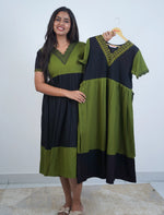 Rayon Plain Embroidered V-Neck Rayon Maxi with Pocket - Mangai Nighties