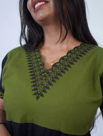 Rayon Plain Embroidered V-Neck Rayon Maxi with Pocket - Mangai Nighties