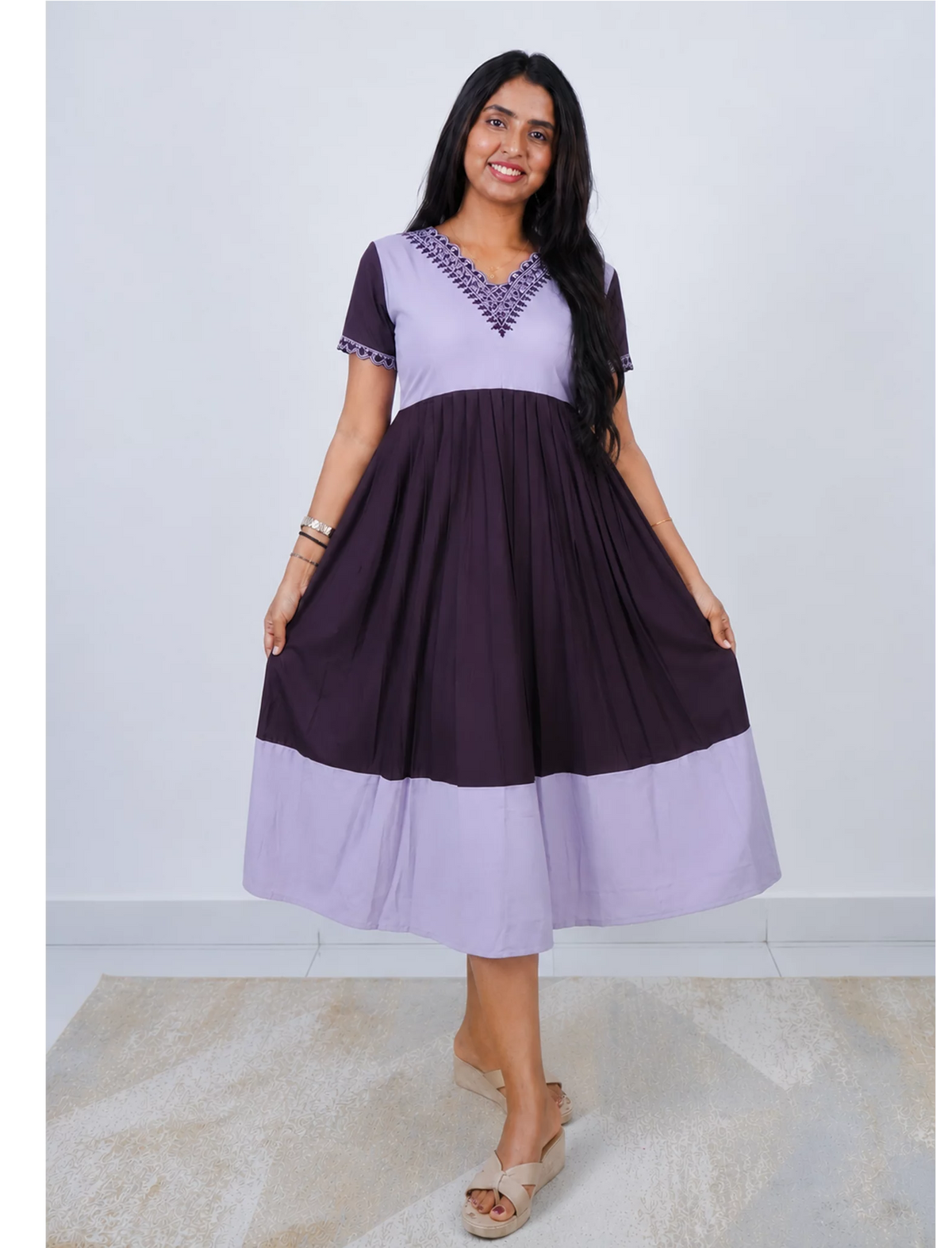 Plain Rayon Embroidery Mix & Match Maxi | V-Neck & Pocket | Mangai Nighties