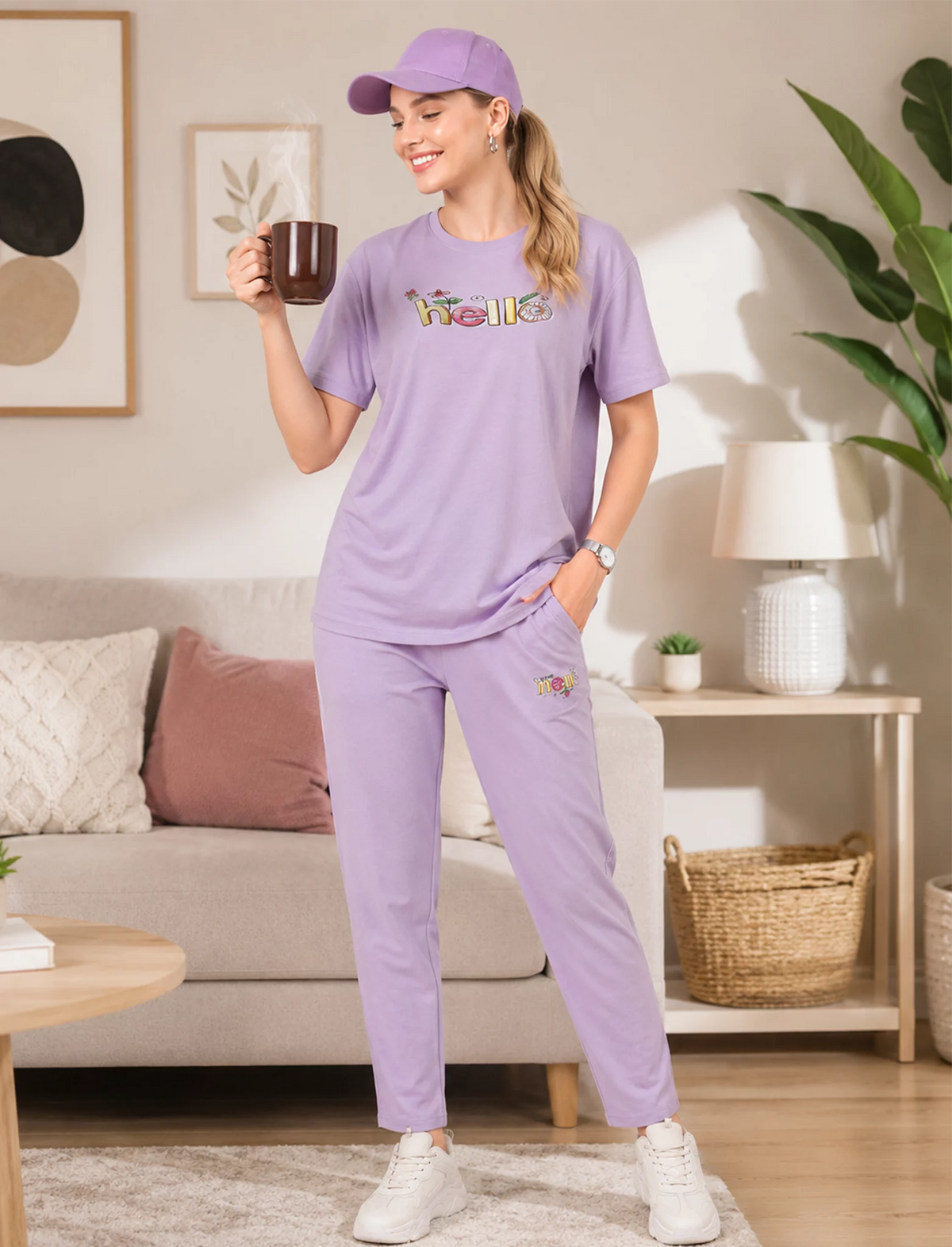Mangai Lavender Tencel Printed Co Ord Set