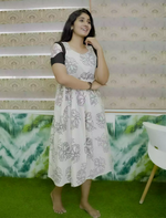 Floral Print Festive Wear Rayon Vatican Maxi Frock with Side Pocket- Mangai Nighties