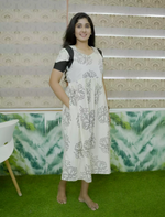 Floral Print Festive Wear Rayon Vatican Maxi Frock with Side Pocket- Mangai Nighties