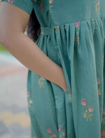 Floral Garden Border Print Petal Sleeve Vatican Maxi Frock- Mangai Nighties