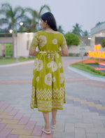 Geometric Batik Print Rayon Vatican Frock with Back Tie Rope - Mangai Nighties