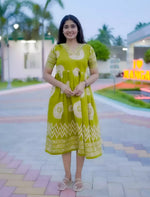 Geometric Batik Print Rayon Vatican Frock with Back Tie Rope - Mangai Nighties