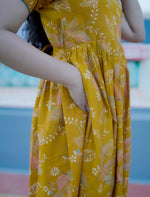 Paisley Floral Printed Rayon Vatican Maxi Frock with Petal Sleeve - Mangai Nighties