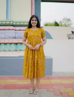 Paisley Floral Printed Rayon Vatican Maxi Frock with Petal Sleeve - Mangai Nighties