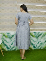 Floral & Leaf Print Rayon Vatican Maxi Frock with Back Tie - Mangai Nighties