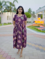 Festive Wear Paisley Print Rayon Vatican Flared Maxi Frock - Mangai Nighties