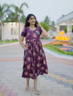 Festive Wear Paisley Print Rayon Vatican Flared Maxi Frock - Mangai Nighties