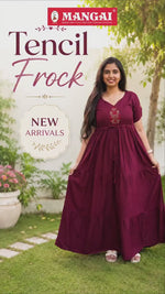 Mangai Tencel Embroidery Full Frock with Gathering Frock 