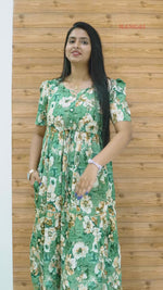 MANGAI Rayon Frock Nighties | Front Open Lengthy Zipper Comforts Feeding | Fancy Double Layered Butterfly Sleeve's | Post & Pre Pregnancy's and Casual Wear | Side Pocket |Versatile Rayon Frock Night Gown's for Stylish Women's (RMW)