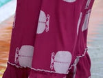 Purple Floral Print Rayon Front Zipper Feeding with Double Layer Sleeve Full Frock - Mangai Nighties