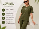 Olive Green Tencel Casual Night Suit - Mangai Nighties