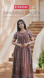 Rayon Leaf Print Feeding Frock With Zipper | Mangai Nighties
