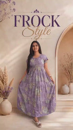 Alpine Floral & Abstract Print 3-Layer Frock with Pocket - Mangai Nighties
