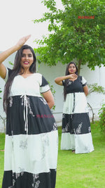 Rayon Floral Print Layer Sleeve Flared Frock - Mangai Nighties