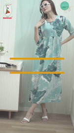 Latest Arrivals ONLY MINE Premium Rayon FROCK Model Pleated Nighties - Style 3/4 Length Sleeve | Soft & Smooth Cloths | Stylish Look | Perfect Nightdress for Trendy Women's (RCP)