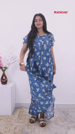 MANGAI Rayon Frock Nighties | Front Open Lengthy Zipper Comforts Feeding | Fancy Double Layered Sleeve's | Post & Pre Pregnancy's and Casual Wear | Side Pocket |Versatile Rayon Frock Night Gown's for Stylish Women's (RPW)