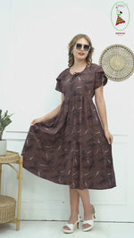 Rayon MAXI FROCK Model Nighties | Fancy Petal Sleeve | Fancy Neck & Side Pocket | Pleated Frock MAXI Style | Trendy Collection's for Stylish Women & Teenage Girl (FSF)