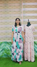 Stylish Arrivals Rayon Gathering Frock Model Night Gown's | Front Adjustable Gathering Style Rope Rope | Double Layer Sleeve | Trending Collection's for Stylish Women's (GFK)