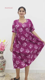 New Mangai Cotton Feeding MAXI Soft & Smooth Cotton | Invisible Vertical Feeding Zipper | Side Pockets | Back Adjustable Tie Rope |Casual & Maternity Wear (JFM)