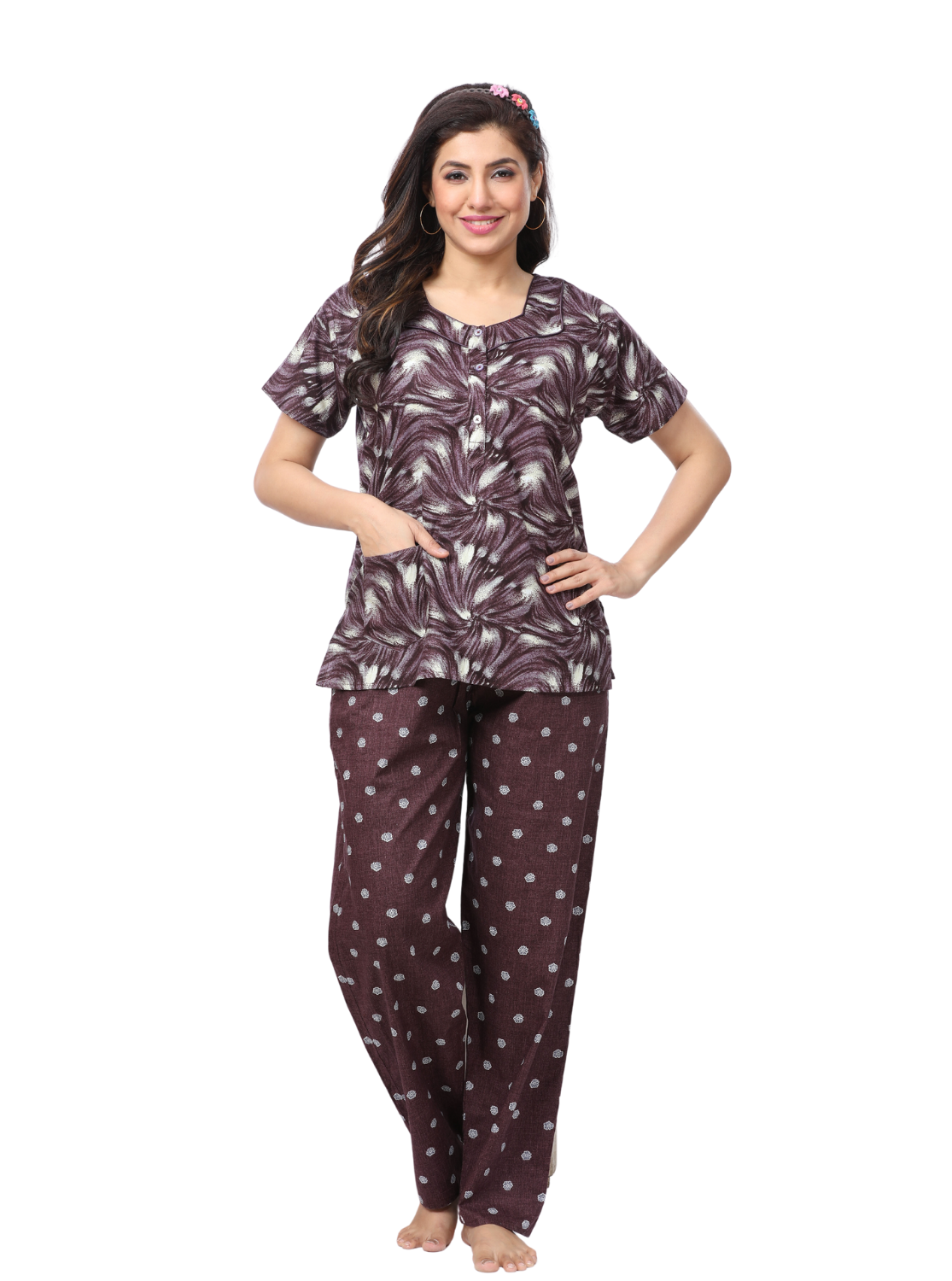 ONLY MINE Summer Arrival Premium Cotton Night Suits - Latest Collection's Top & Bottom Set