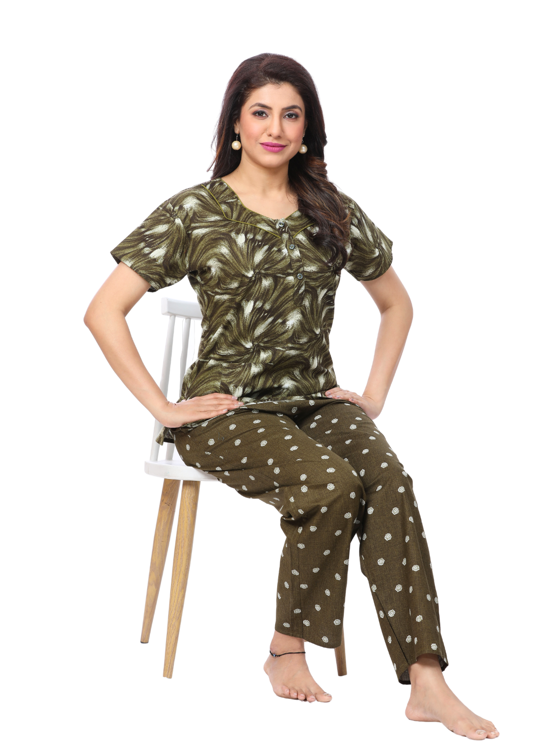 ONLY MINE Summer Arrival Premium Cotton Night Suits - Latest Collection's Top & Bottom Set